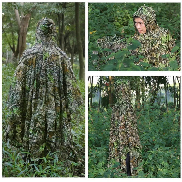 3D Folhas Camuflagem Poncho para Caça Tiro.