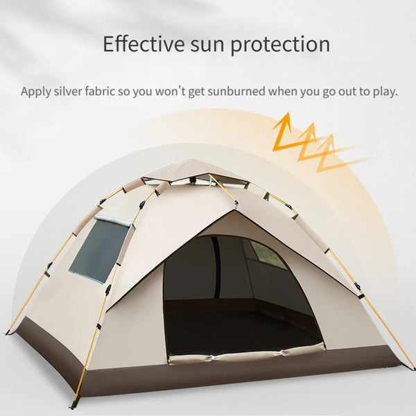 Tenda de Camping Impermevel para 4 Pessoas com Fecho de Zper  Porttil Estrutura de Fibra de Vidro Tecido de Polister para Aventuras ao Ar Livre  Ideal para Acampamentos em Famlia na Primavera Vero e Outono